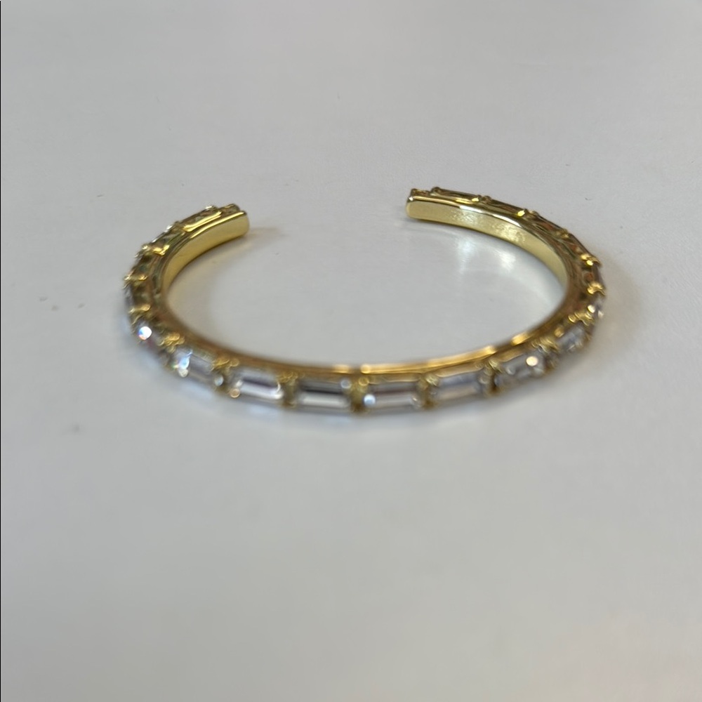 Sorrelli Gold and Silver Cuff Bracelet with Baguette Crystals